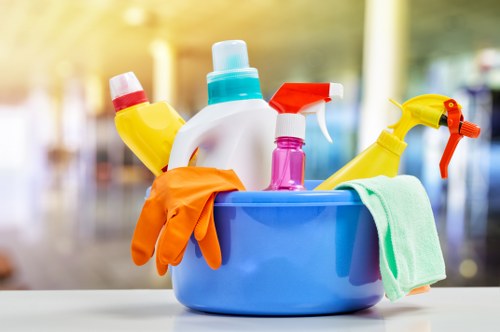 Trained carpet cleaning team following safe working procedures